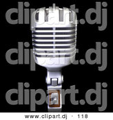 3d Clipart of a Retro Metal Microphone Face Front by
