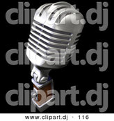 3d Clipart of a Retro Metal Microphone on Black by