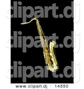 October 14th, 2012: 3d Clipart of a Saxophone over Black Background by Chrisroll