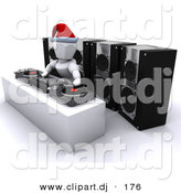 3d Clipart of a White Dj Character Mixing Music at Christmas Party by KJ Pargeter