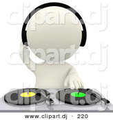 3d Clipart of a White DJ Mixing Dual Records by
