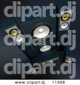 August 22nd, 2012: 3d Vector Clipart of 7 Black Speakers by