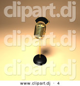 3d Vector Clipart of a Metal Gold Microphone by