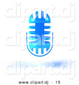3d Vector Clipart of a Neon Blue Floating Microphone by