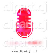 3d Vector Clipart of a Wireless Neon Pink Floating Microphone by