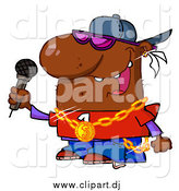 Cartoon Vector Clipart of a Black Rapper Guy Singing by Hit Toon