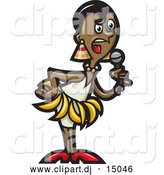 Cartoon Vector Clipart of a Black Woman Singing by Jtoons