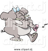 February 16th, 2014: Cartoon Vector Clipart of a Cartoon Elephant Making Music with His Trunk by Toonaday