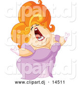 December 12nd, 2013: Cartoon Vector Clipart of a Red Haired Opera Woman Singing by Yayayoyo