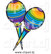 Cartoon Vector Clipart of Colorful Mexican Maracas by Pams Clipart