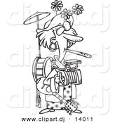 August 23rd, 2012: Cartoon Vector of One Woman Band - Coloring Page Outline by Toonaday