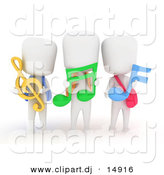 Clipart of 3d White Kids Holding Music Notes and Wearing Backpacks by BNP Design Studio