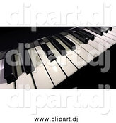 July 11th, 2015: Clipart of a 3d Black and White Piano Keyboard by