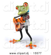 September 1st, 2015: Clipart of a 3d Green Doctor Frog Guitarist by