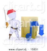 Clipart of a 3d Illegal Music Download Pirate Man by a Folder by KJ Pargeter