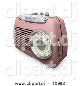 Clipart of a 3d Pink Radio with a Station Dial, on a White Surface by KJ Pargeter