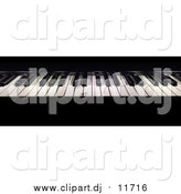Clipart of a 3d Shiny Black and White Piano Keyboard by