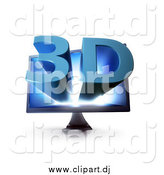 April 7th, 2014: Clipart of a 3d TV Screen with Blue Text Popping out of the Screen by Mopic