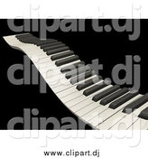 Clipart of a 3d Wavy Keyboard Heading off into the Distance, over a Black Background by KJ Pargeter