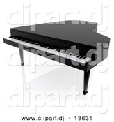 August 25th, 2012: Clipart of a Black 3d Piano by