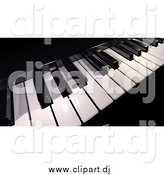 Clipart of a Black and White 3d Piano Keyboard by