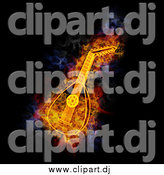 Clipart of a Blazing Lute on Black by Michael Schmeling