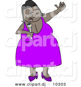 August 18th, 2012: Clipart of a Cartoon Black Diva Woman Singing Music by Djart