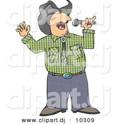 August 18th, 2012: Clipart of a Cartoon Cowboy Singing Country Music with Microphone by Djart