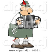 Clipart of a Cartoon German Accordion Player Playing Music by Djart