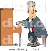 Clipart of a Cartoon Man Playing Piano by Djart