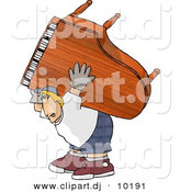 Clipart of a Cartoon Strong Man Moving Piano by Djart