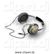 Clipart of a Pair of 3d Headphones Resting on a White Surface by KJ Pargeter