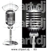 Vector Clipart of a 2 Metal Studio Microphones - Digital Collage by