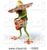 Vector Clipart of a 3d Busker Mexican Guitarist Frog by