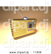 Vector Clipart of a 3d Gold Retro Metal Radio by