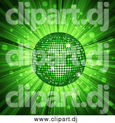 February 20th, 2014: Vector Clipart of a 3d Green Disco Ball and Ray Burst Background by Elaineitalia