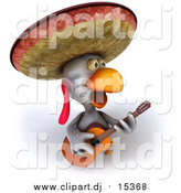Vector Clipart of a 3d Mexican Chicken Playing a Guitar and Singing by