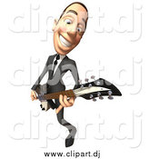 July 18th, 2014: Vector Clipart of a 3d White Businessman Playing an Electric Guitar by