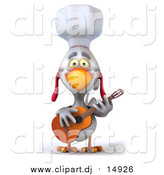 February 14th, 2016: Vector Clipart of a 3d White Rooster Guitarist Chef by
