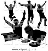 Vector Clipart of a 5 Unique Disk Jockey Silhouettes - Digital Collage by Dero