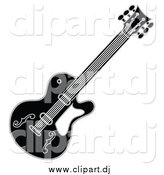 March 14th, 2014: Vector Clipart of a Black and White Fancy Guitar by Andy Nortnik