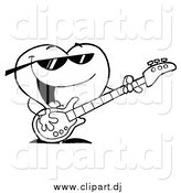 April 29th, 2014: Vector Clipart of a Black and White Heart Guitarist by Hit Toon