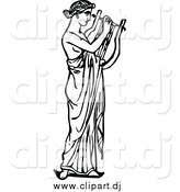 March 1st, 2014: Vector Clipart of a Black and White Musican Playing a Harp by Prawny Vintage