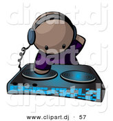 Vector Clipart of a Black Dj Mixing Records at a Dance Party by Leo Blanchette