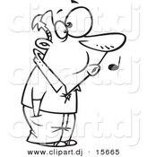 August 23rd, 2012: Vector Clipart of a Cartoon Man Whistling While He Waits - Coloring Page Outline by Toonaday