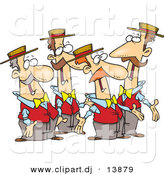 August 23rd, 2012: Vector Clipart of a Cartoon Quartet of Singing Men Dressed Alike by Toonaday