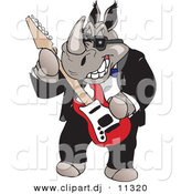 October 4th, 2012: Vector Clipart of a Cartoon Rhino Playing an Electric Guitar by Dennis Holmes Designs