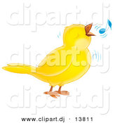 August 19th, 2012: Vector Clipart of a Cartoon Yellow Whistling Bird by Alex Bannykh