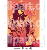 May 14th, 2014: Vector Clipart of a Female Drummer over Orange Floral by Mayawizard101
