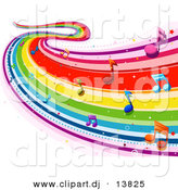 September 7th, 2012: Vector Clipart of a Flowing Rainbow Wave of Music Notes by BNP Design Studio